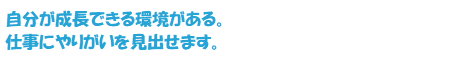 自分が成長できる環境がある。仕事にやりがいを見出せます。
